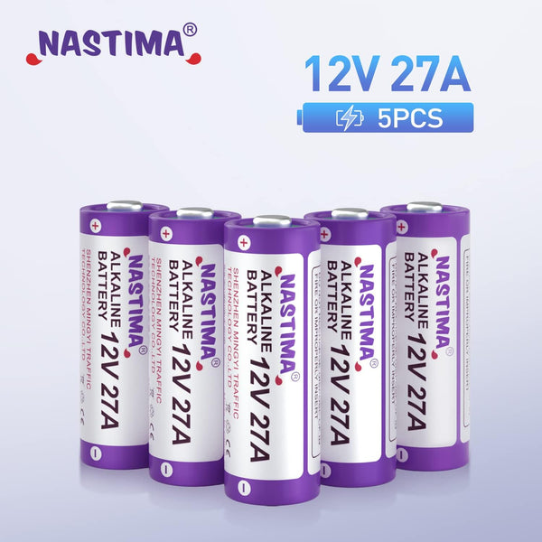 NASTIMA 12V 27A A27 Alkaline Battery, V27A LR27A MN27 L828 12V Battery (5-Pack)