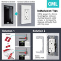 CML Decorator Screwless Wall Plate, 1-Gang Receptacle Outlet Cover, 8 Pack Hidden Screw Smooth Face Switch Plates, Standard Size 2.91"x4.68", UL