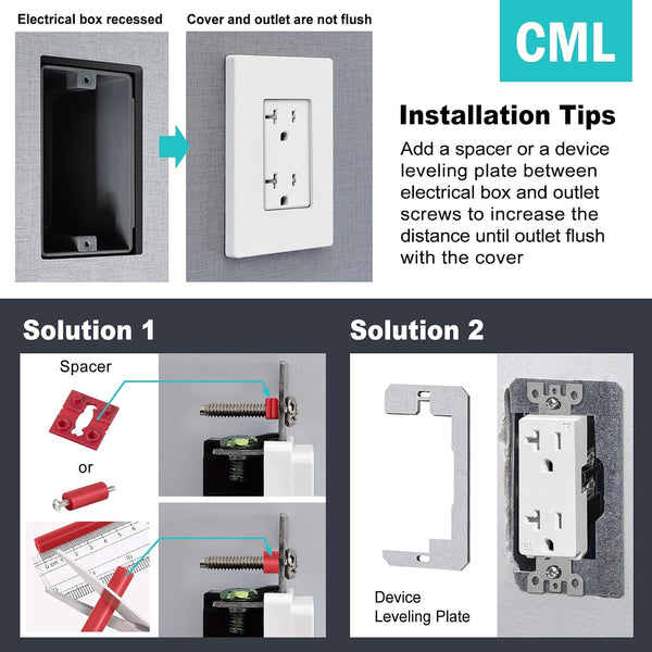 CML Decorator Screwless Wall Plate, 1-Gang Receptacle Outlet Cover, 8 Pack Hidden Screw Smooth Face Switch Plates, Standard Size 2.91"x4.68", UL