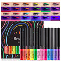 BestLand 12 Colors Matte Liquid Eyeliner Set Colorful UV Neon Eyeliner Pencil Pigmented Waterproof Smudgeproof Long Lasting Eye Liner Xmas