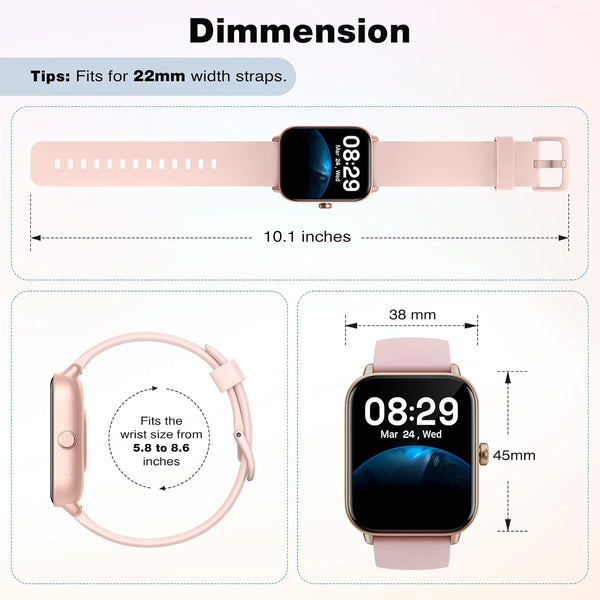 Fitpolo Smart Watch for Women,1.8Ã¢ÂÂ Touchscreen, Bluetooth Call, Alexa Built-In,24/7 Heart Rate Spo2 Monitor,Step Counting,Sleep Tracking, IP68