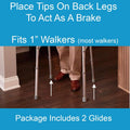 Carex Walker Glides with Auto-Brakes for Seniors & Adults, Walker Feet Glides, Universal Fit Replacement Tips to Back Legs, Rubber Feet, Sliders