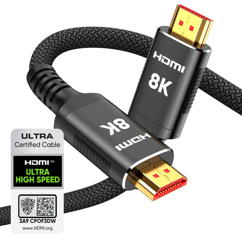 Snowkids 8K HDMI Cable 10ft, Certified 2.1 UHD [4K & Ethernet Support] 10feet Black 1
