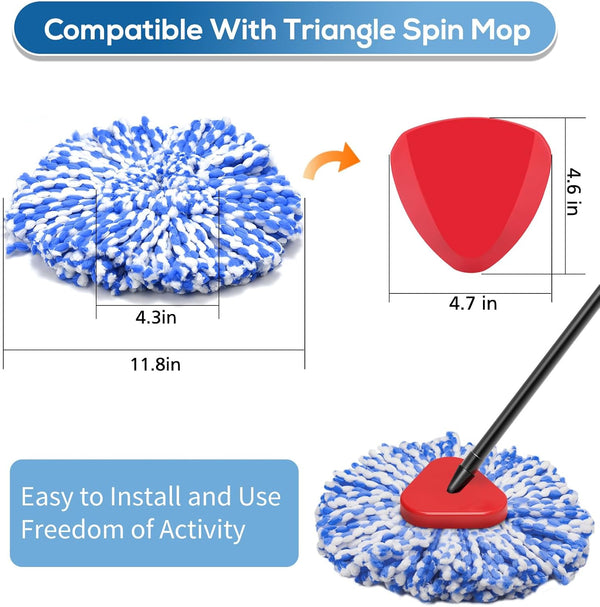 8 Pack Rinseclean Spin Mop Replacement Head Refills with 1 Rotating Mop Base Compatible with O Ceda Rinseclean 2 Tank System, Blue Microfiber Mop