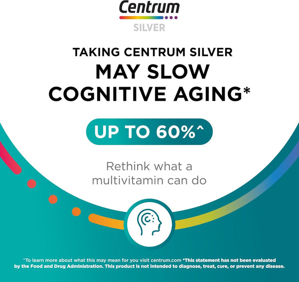 Centrum Silver Men's 50+ Multivitamin with Vitamin D3, B-Vitamins, Zinc for Memory and Cognition - 200 Tablets New 200 Count (Pack of 1)
