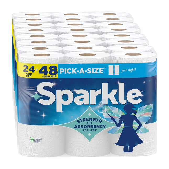 Sparkle Pick-A-Size Paper Towels, 24 Double Rolls = 48 Regular Rolls, Everyday V