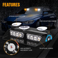 XRIDONSEN 2 in 1 Dash Strobe Lights Interior Windshield Emergency Lights | Amber White Warning Hazard Safety Flashing Light w/ Suction Cups for