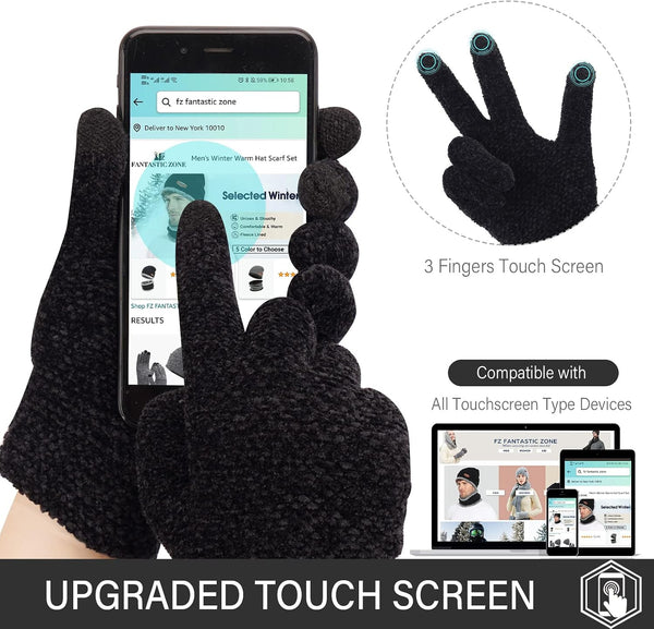 FZ FANTASTIC ZONE Womens Winter Warm Touchscreen Gloves for Cold Weather One Size Black