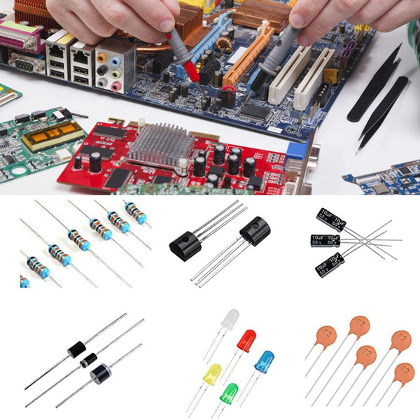 1400Pcs Basic Electronics Component Assortment Kit, Electrolytic Capacitor, Ceramic Capacitor, LED Diode, Common Diode, Resistor, Transistor
