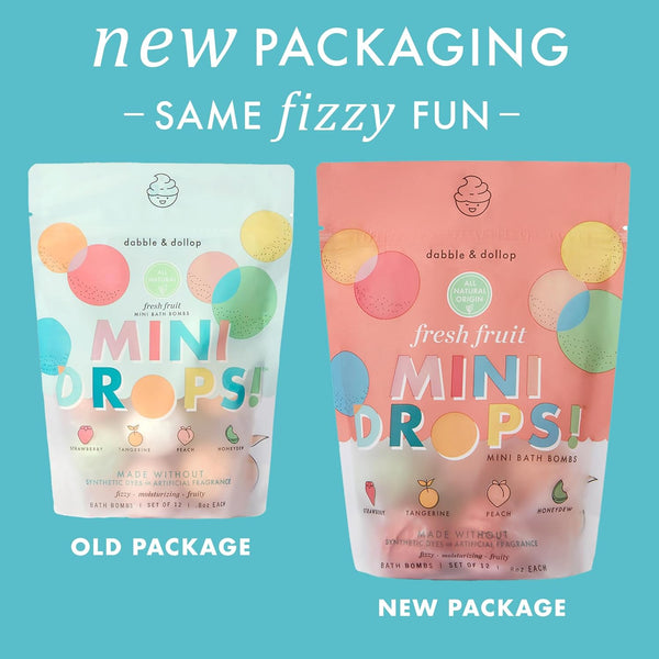 Dabble & Dollop Bath Bombs, 100% Natural Droplets for Kids, Original Scents - USA Made, Moisturizing & Fun Droplets, Paraben & Sulfate Free,