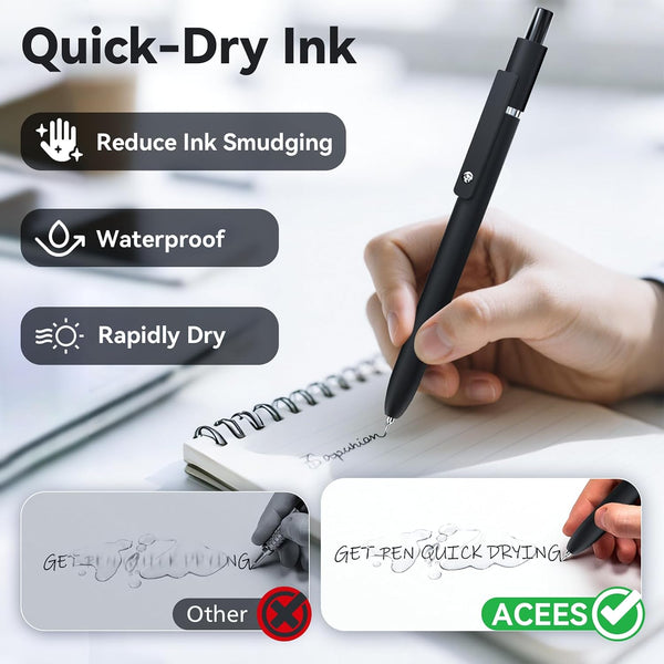 ACEES Gel Pens, 6 Pcs 0.5mm Fine Point Black Ink Pen With Smooth Writing, Office Desk Accessories, School Writing Supplies Gifts for Men Women,