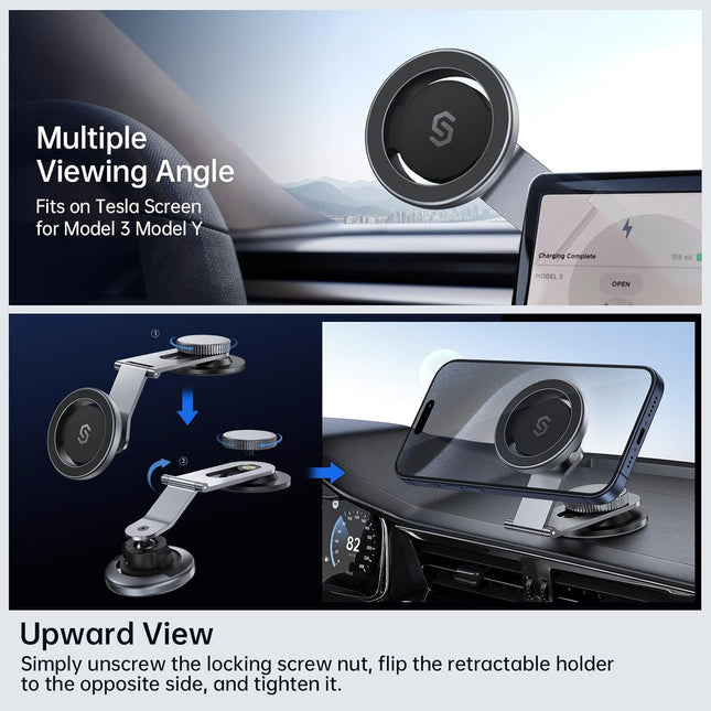 SYNCWIRE Fits Magsafe Car Mount for Universal Dashboard, Tesla Screen, Magnetic Phone Holder for Car, Foldable Aluminum 