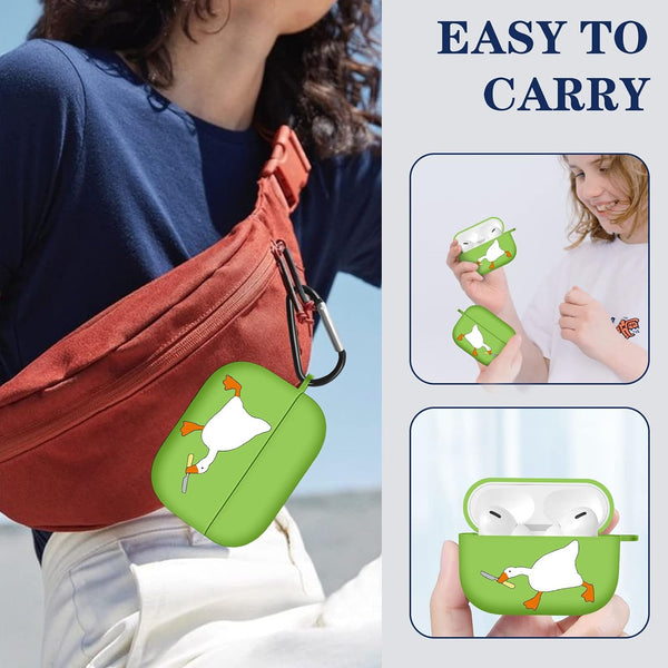 for Airpod Pro 2 Generation Cover Cute Funny Funda Women Silicone Estuche Protector for Air Pod Pro 2nd Generation Green Kawaii Fun Aesthetic