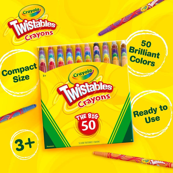 Crayola Mini Twistables Crayons for Kids (50Ct), Arts & Crafts Supplies, Toddler Crayons for Coloring Books, Kids Easter Basket Essentials & Stuffers