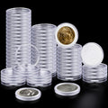 63PCS Silver Dollar Coin Holder, Clear Coin Capsules, Coin Holders for Collectors, Plastic Coin Case for Morgan Silver Dollar, Coin Protectors