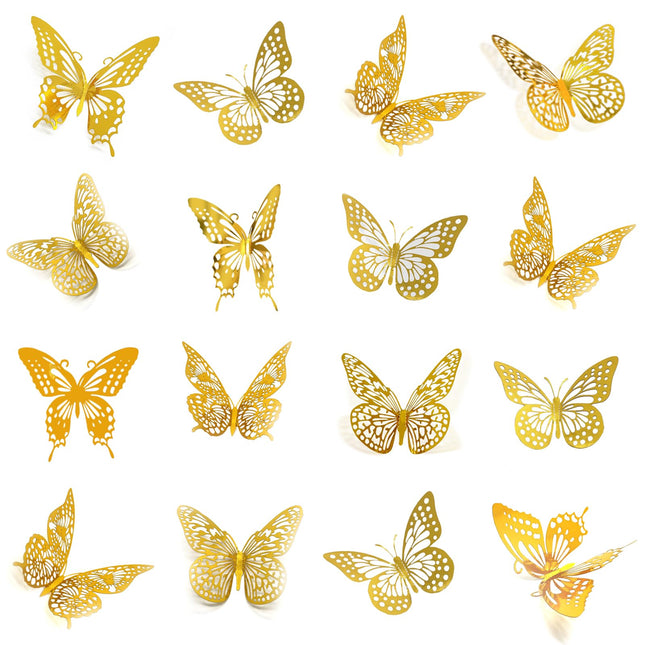 3D Butterfly Wall Decor 48 Pcs - 4 Styles & 3 Sizes, Removable Wall Stickers for Birthday, Party, Wedding Decorations & 