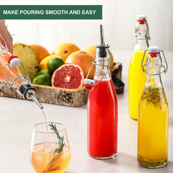 8 Set 16 OZ Swing Top Glass Bottles - Flip Top Beer Brewing Bottles with Stopper for Fermentation, Kombucha, Mead Kefir, Vanilla Extract, Juice,