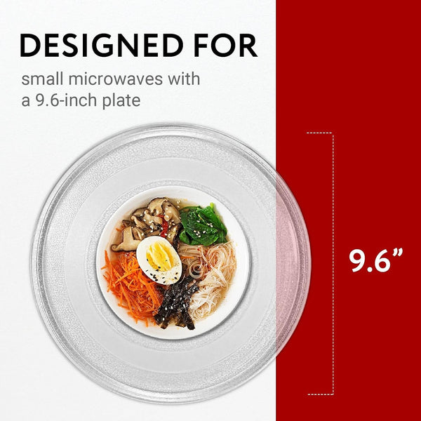 IMPRESA Microwave Glass Plate Replacement - 9.6-Inch Clear Tempered Glass Microwave Tray with 3-Part Coupler & Centerpiece - Compatible with LG,