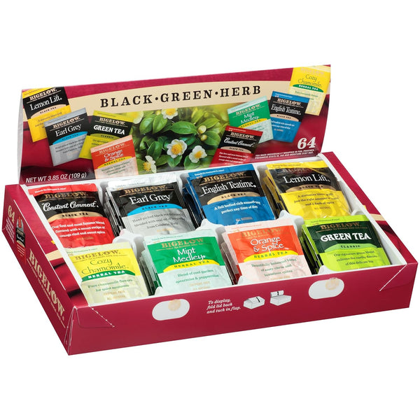 Bigelow Tea Assortment, Green, Black, and Herbal Teas with English Teatime, Constant Comment, Lemon Lift, Earl Grey, Green, Cozy Chamomile, Orange