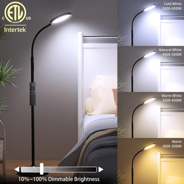 luckystyle Floor Lamp,Super Bright Dimmable LED Lamps for Living Room, Custom Color Temperature Standing Lamp with Remote Push Button, Adjustable