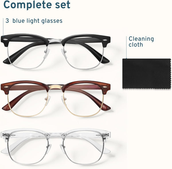 Racico Computer Blue Light Blocking Glasses Blue Light Glasses Men Women, anti Blu-Ray Clear Gaming Glasses Lenses