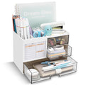 QIYVLOS Desk Organizer with 3 Drawer, Multi-Functional Pencil Pen Holder for Desk, Desk Organizers and Storage with 8 Compartments, Desktop