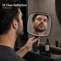 ForPro 9.6" L x 6.3" W Premium Hand Mirror w/Handle for Home & Salon, Black Medium