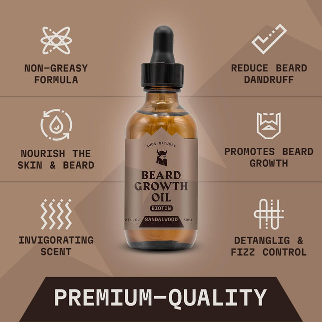 Striking Viking Beard Growth Oil with Biotin - 2 Fl Oz, 1 Pack, Sandalwood - Thi