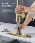 FORIOUS Gold Kitchen Faucet with Pull Down Sprayer, High Arc Single Handle Classic Stainless Steel Sink Faucet 1 or 3 Hole, Suitable for Farmhouse