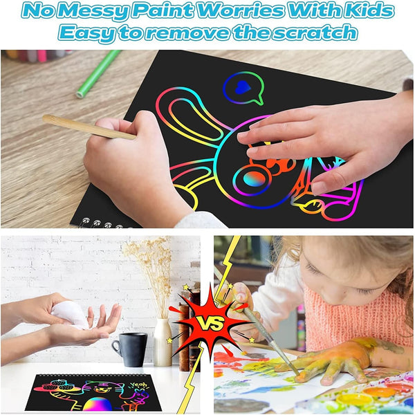 Smasiagon Scratch Paper Art Set: 2 Pack Notebooks Art Supplies and Crafts for Kids Back to School Classroom Ages 3 4 5 6 7 8 9 10 Girls Boys Toys