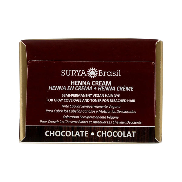 Surya Brasil Henna Cream Chocolate - 94% Natural Ingredients, Vegan, Cruelty-Free, Eco-Friendly, Semi-Permanent Hair Color, Deep Hydration &