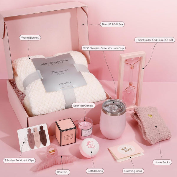 Birthday Gift for Mom ,Women - Get Well Soon Self Care Spa Gift Basket, Relaxing Presents for Wife Sister Daughter Grandma, Mothers Day
