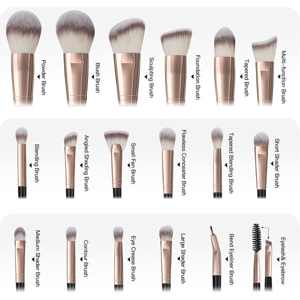 Makeup Brushes with Case, MAANGE 18 Pcs Professional Makeup Brush Set Premium Synthetic Face Kabuki Brush Kit Foundation Blush Powder Eyeshadow