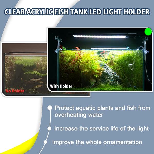 Driamor Aquarium Light Riser Adjustable, Clear Acrylic Fish Tank LED Light Stand Aquarium Lamp Holder Bracket Kit 2Pcs Transparent Support for
