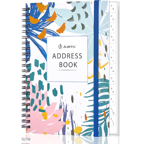 JUBTIC Address and Password Book with Alphabetical Tabs Hardcover Spiral Bound Address Organizer for Contacts,Internet Website Logins,Telephone