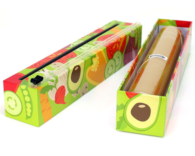 Chicwrap Veggies Refillable Plastic Wrap Dispenser - Includes 12" X 250' Roll Professional Grade Disposable Plastic Wrap