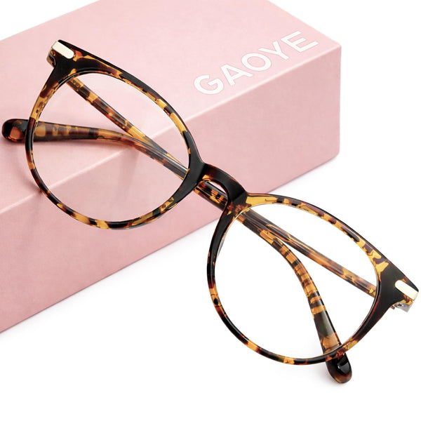 Gaoye Blue Light Blocking Glasses, Retro Round Eyewear Frame Anti Eyestrain Computer Glasses for Women Men (Tea Leopard/Transparent Lens) Tea