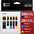 280XXL 281XXL Ink Cartridges High Page Yield (5-Pack) Compatible for Canon PGI-280XXL CLI-281XXL Ink 280 281 Ink Cartridges Work with TR8620a