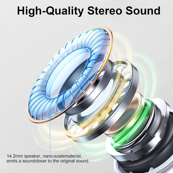 Wireless Earbuds, 2025 Bluetooth 5.4 Headphones Deep Bass Stereo Ear Buds, 4 ENC Noise Cancelling Mic, USB-C in-Ear Earphones, IP7 Waterproof