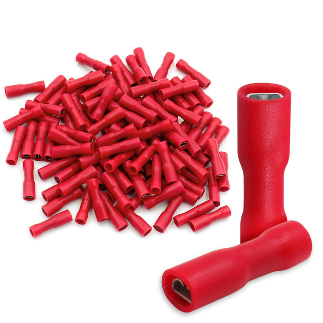Baomain 0.11" Red Female Insulated Spade Wire Connector Electrical Crimp Termina