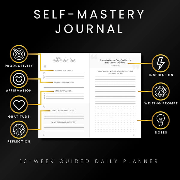 Self-Mastery Journal for Men - Daily Productivity Journal for Happiness, Gratitude, Mindfulness, Self Care & Reflection Ã¢ÂÂ Goal / Guided Journal