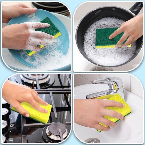 24 Pack Heavy Duty Scrub Sponges,Multi-Purpose Kitchen Sponge, Efficiently Clean The Surface Stains,Used for Clean Kitchen