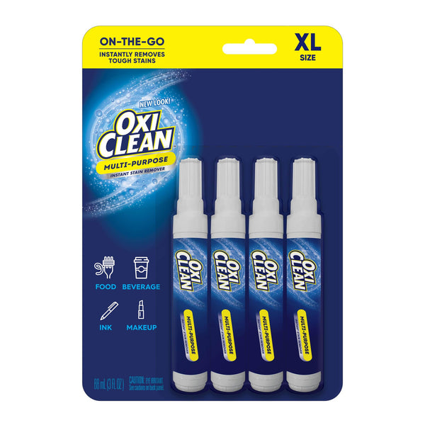 Oxiclean Stain Remover Pen for Clothes (4 Pack) - Instant Spot Cleaning for All Laundry Stains: Blood, Food, Drinks, Dirt, Ink, Makeup -