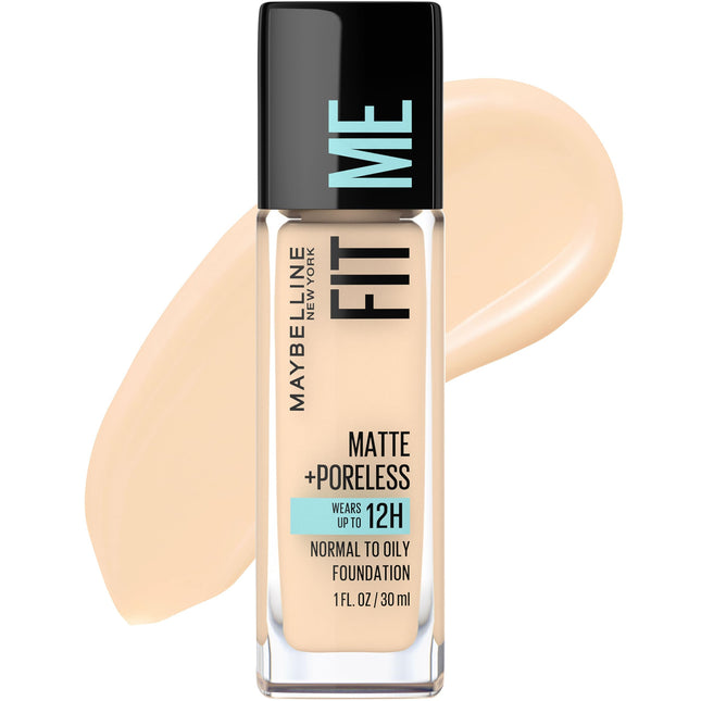 Maybelline Fit Me Matte + Poreless Liquid Oil-Free Foundation Makeup, Light Beig