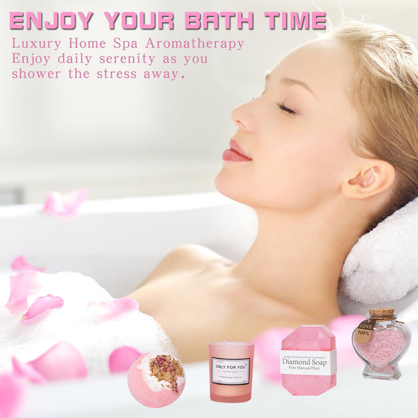 Birthday Gift Basket for Women - Unique Pink Box for Her Relaxing Self Care Set - Presents for Female Friends, Bestie, Girlfriend