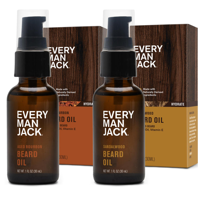 Every Man Jack Mens Beard Oil - Subtle Aged Bourbon & Sandalwood Fragrance - Deeply Moisturizes and Softens Your Beard and Adds a Natural Shine -