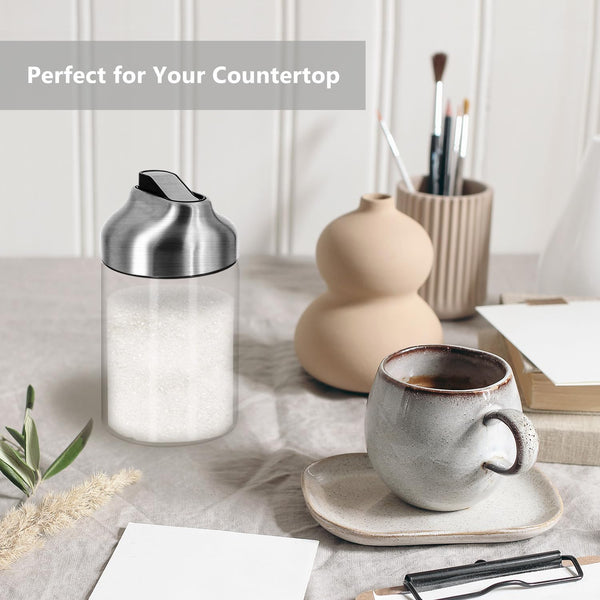 Aelga Glass Sugar Dispenser with Pour Spout, Weighted Pourer, Coffee Bar Accessories for Coffee, Tea and Baking 1