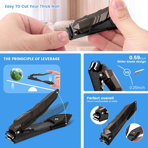 Nail Clippers for Men with Catcher â No Splash, Self-Collecting Premium Steel Clippers for Fingernails & Toenails, Ideal Gift & Grooming Gifts,