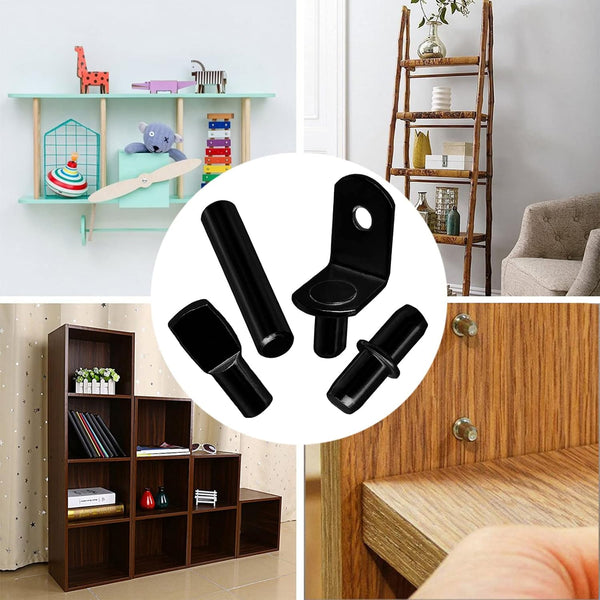 104Pcs Shelf Pins Pegs Kit,4 Styles Shelf Support Pegs,Bookshelf Pegs for Shelves,Cabinet Shelf Bracket Pegs Shelf Holders Pins for Kitchen