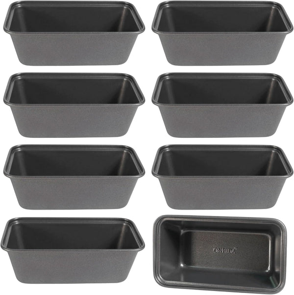 Oneida 8 Pack Mini Loaf Pans for Baking Bread Non Stick Small Banana Bread Tins 6"" x 3"" x 2"" Inches Nonstick Carbon Steel Mini Meatloaf Pan for